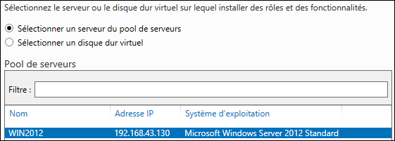 Windows Server 2012 pool de serveurs