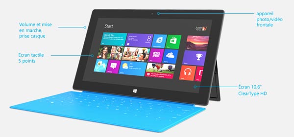 presentation photo tablette Microsoft Surface RT Windows 8