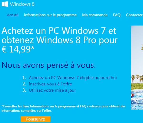 Guide pas à pas pour acheter la mise à jour Windows 8 à 15€
