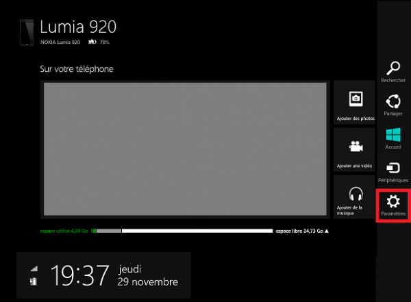 Windows Phone 8 paramètres