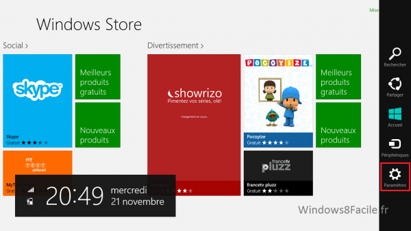 Windows Store Paramètre 1