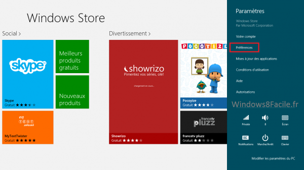 Windows Store Paramètre 2