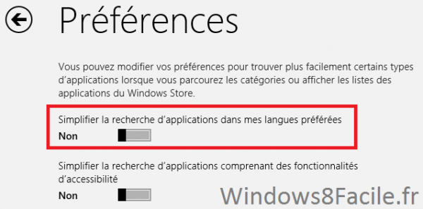 Windows Store Paramètre 3