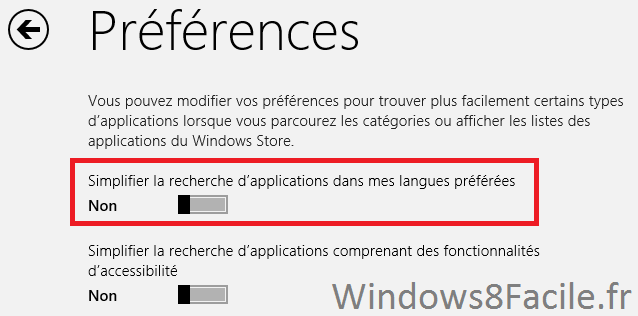 Windows Store Paramètre 3