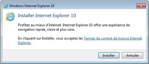 installer Internet Explorer 10 sur Windows 7 x86 x64 32bits 64bits