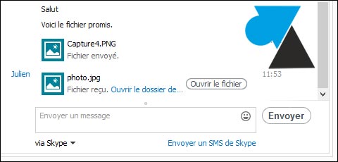 Skype transfert envoi fichiers ok Windows 8 bureau