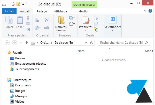 partition disque dur vide W8F