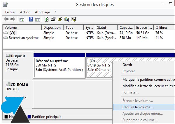gestionnaire partition disque dur Windows 8