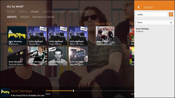 VLC pour Windows 8 application Windows Store