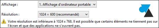 Windows 8 netbook 1024x600 erreur lancement application