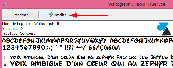 Windows8 installer police caractere TTF OTF