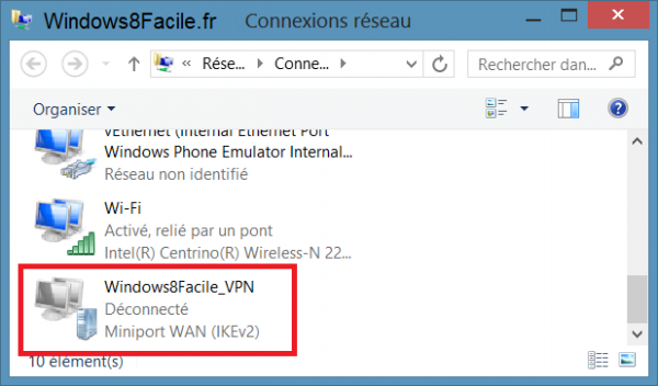 Windows 8 Connexions réseaux