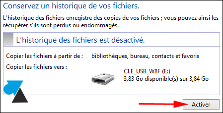 sauvegarde integree Windows 8 backup auto