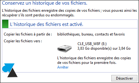 sauvegarde incrementielle integree Windows 8 backup auto