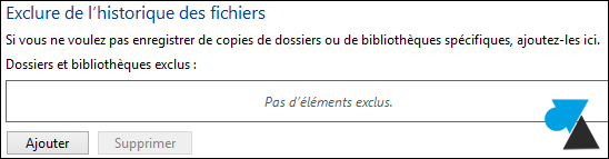 W8F sauvegarde automatique exclusion fichier exclure dossier