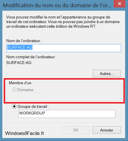 Windows 8 RT joindre domaine impossible