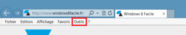 IE10 afficher menu outils
