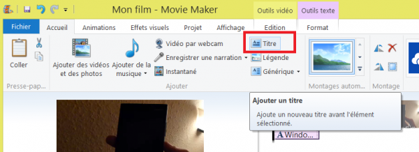 Movie Maker ajouter titre