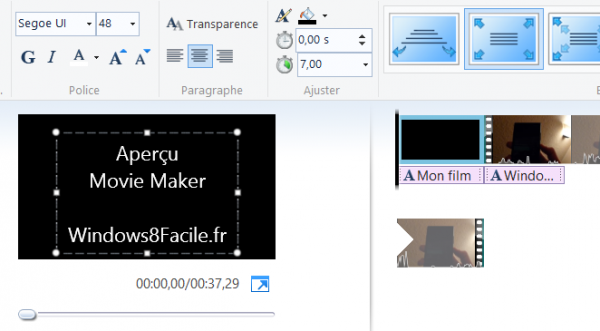 Movie Maker modification Titre