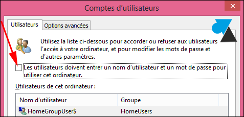 enlever mot de passe demarrage Windows 8