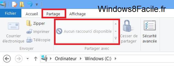 Windows 8 RT Surface partage désactivé