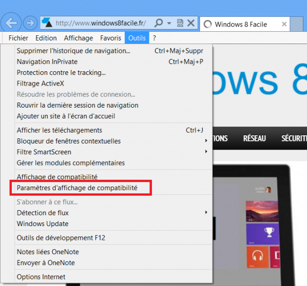 IE10 désactiver mise à jour automatiques fichier compatibilité flash option