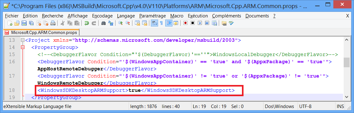 Visual Studio 2012 fichier modifié