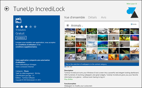 Windows 8 Store application Tuneup Incredilock telecharger gratuit