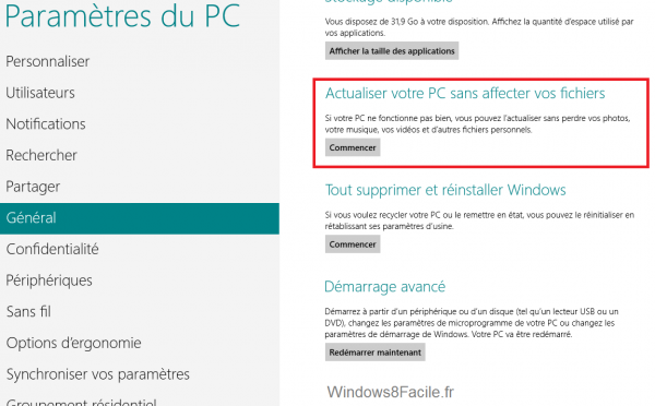 Windows 8 Actualisation