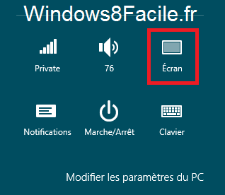 Windows 8 paramètres écran
