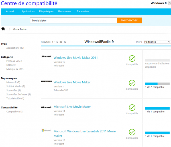 Windows 8 compatibilité movie maker