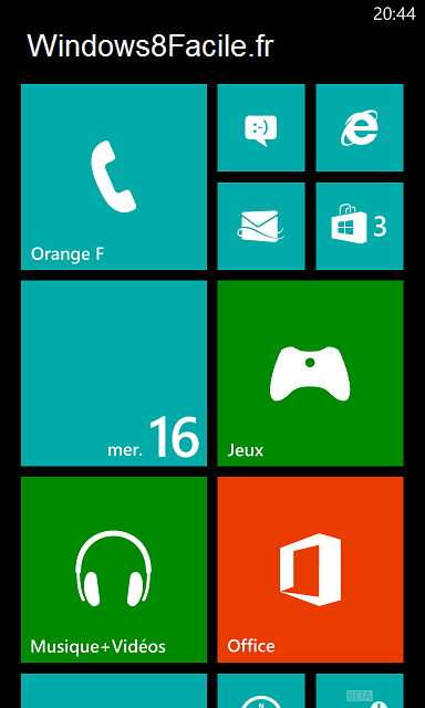 Windows Phone 8 Accueil