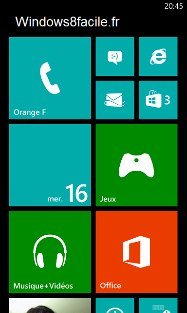 Windows Phone Accueil après fermeture