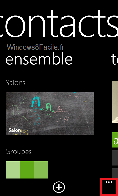 Windows Phone Contacts Paramètres 1/2