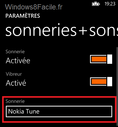 Windows Phone Choix Sonnerie