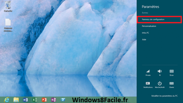 Accès Windows 8 Panneau de configuration 2/2