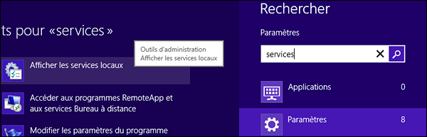 ouvrir service Windows 8