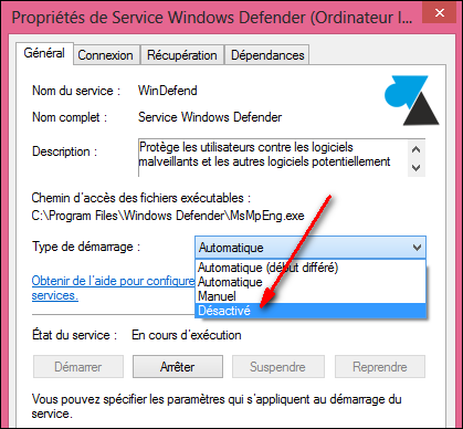 service Windows Defender W8
