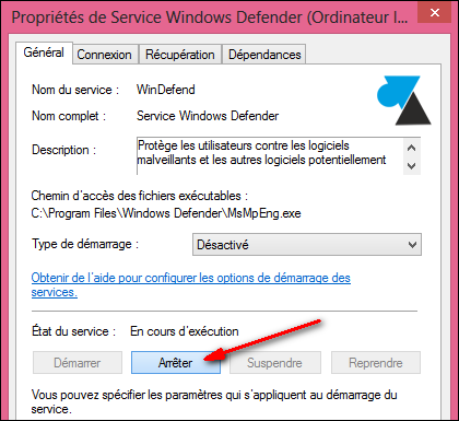 service Windows Defender W8