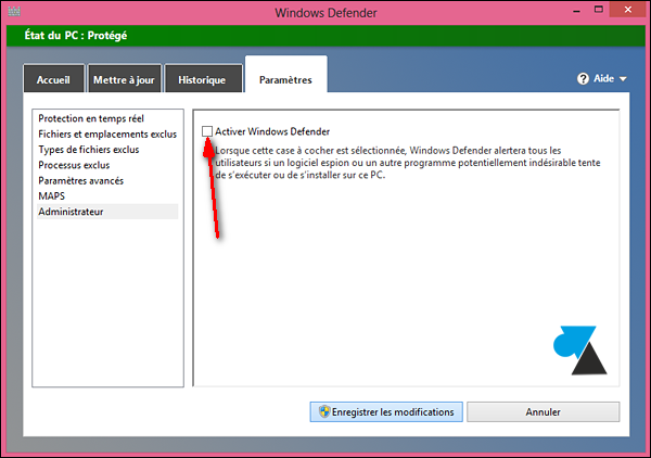 installer logiciel antivirus Windows Defender desactiver tutoriel Win8