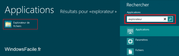 Windows 8 explorateur recherche