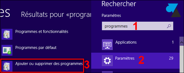 ajout suppression programme logiciel Windows 8