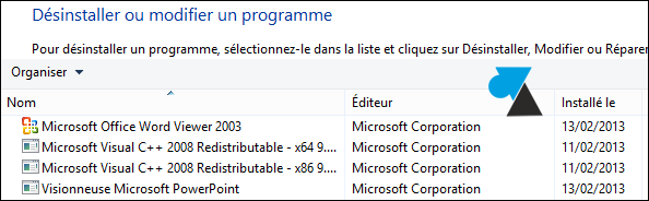 ajout suppression programme logiciel Windows 8
