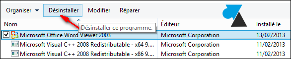 ajout suppression programme logiciel Windows 8