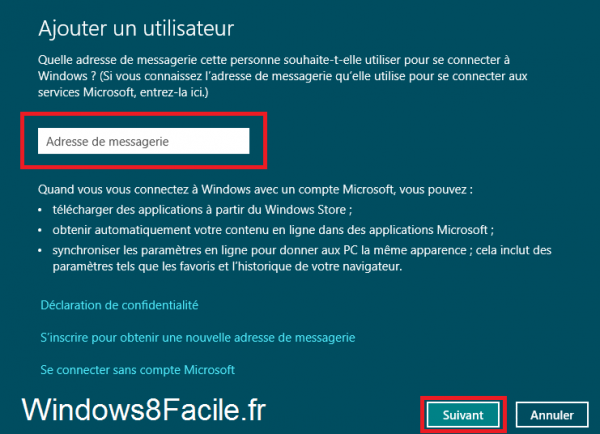 Windows 8 compte Microsoft