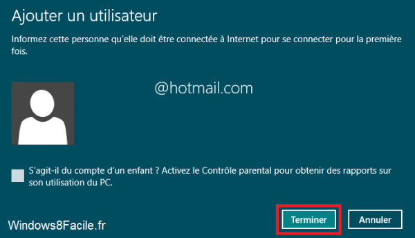 Windows 8 compte création terminé