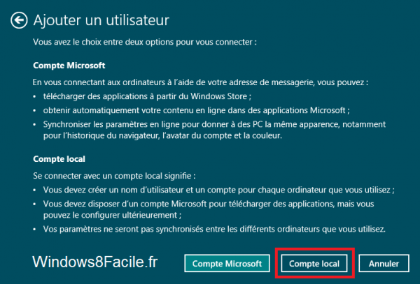 Windows 8 compte local