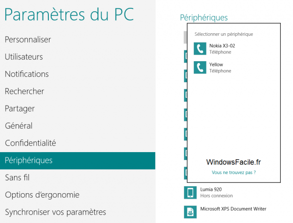 Windows 8 Ajouter périphérique