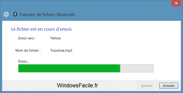 Windows 8 bluetooth transfert progression