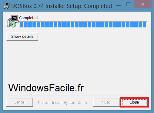 DOSBox installation terminée